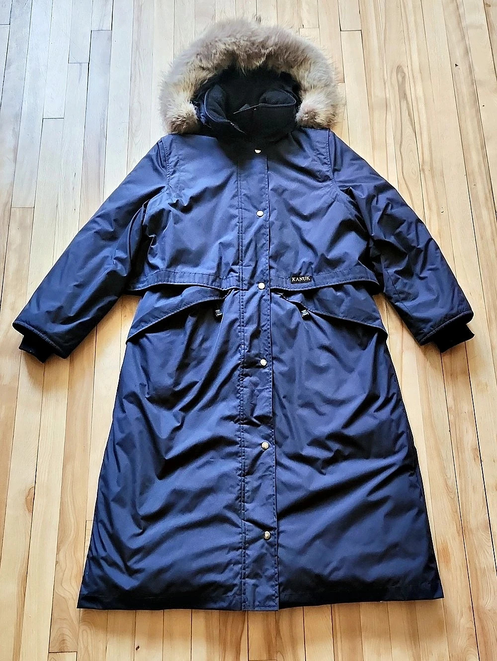 Kanuk Mont-Joli Women's Fur-Trim Puffer Coat in Blue Like New